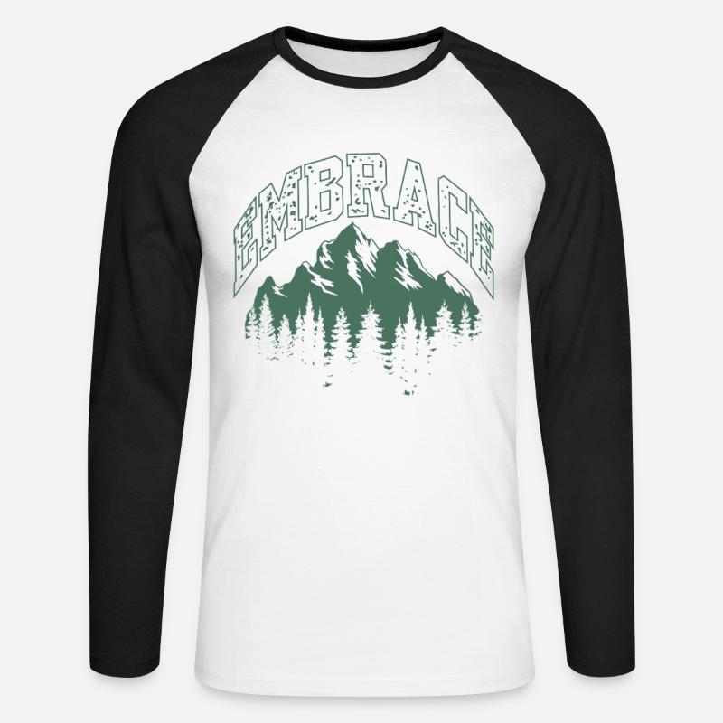 Umarme das Adventure Mountain Logo - Unisex Baseballshirt langarm - Weiß/Schwarz