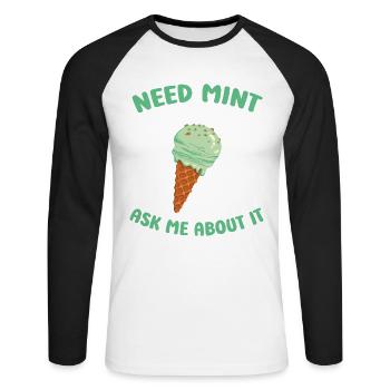 Frische Sahne-Waffelkegel italienische Minze - Unisex Baseballshirt langarm - Weiß/Schwarz - Vorne - Nik (191cm)