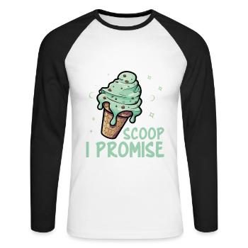 Frischer Minz-Schokoladenchip-Liebhaber Dessert-Liebhaber - Unisex Baseballshirt langarm - Weiß/Schwarz - Vorne - Nik (191cm)