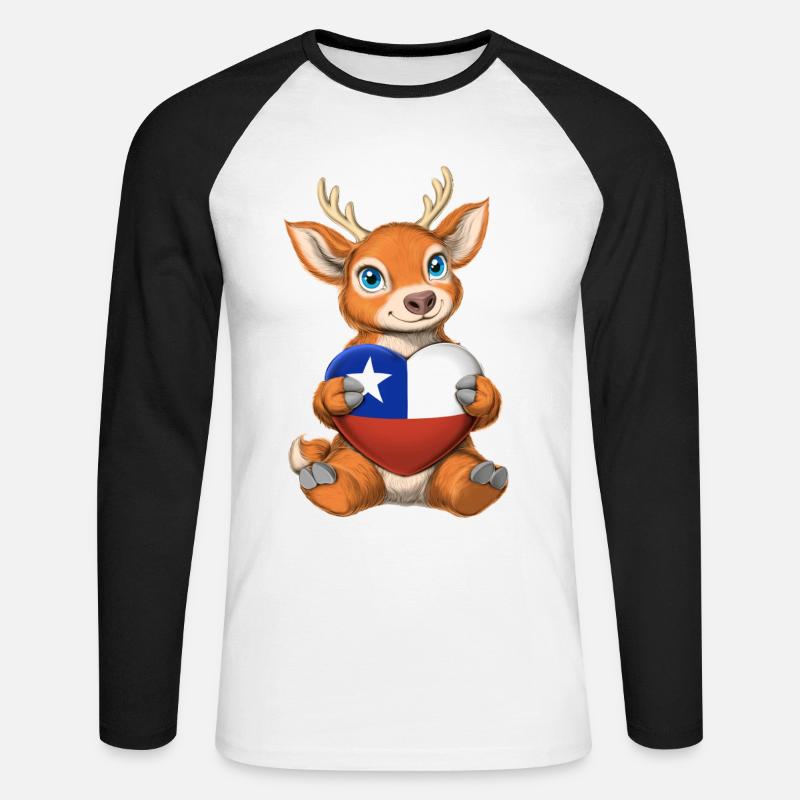 Chilean Huemul - Unisex Long Sleeve Baseball T-Shirt - white/black