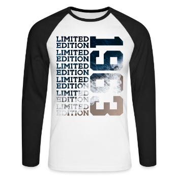 LIMITED EDITION 1963 63 JAHRE 63. GEBURTSTAG - Unisex Baseballshirt langarm - Weiß/Schwarz - Vorne - Nik (191cm)