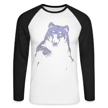 Grizzly Bear Hiking Camping Vintage Brown Bear - Unisex Long Sleeve Baseball T-Shirt - white/black - Front - Nik (191cm)