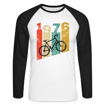 Millésime 1976 - T-shirt baseball manches longues Homme - blanc/noir - Devant - Nik (191cm)