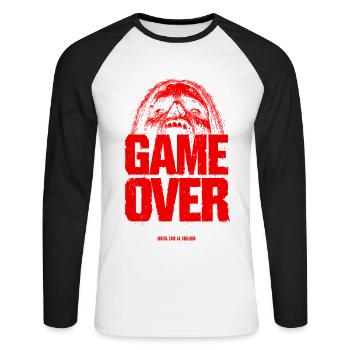 Game Over Retro Pixel - Unisex Long Sleeve Baseball T-Shirt - white/black - Front - Nik (191cm)