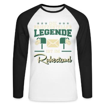 Pensioners THE RETIRED LETTER DELIVERY LEGEND - Unisex Long Sleeve Baseball T-Shirt - white/black - Front - Nik (191cm)