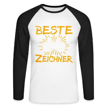 Zeichner Geschenkidee - Unisex Baseballshirt langarm - Weiß/Schwarz - Vorne - Nik (191cm)
