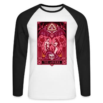 Die Liebenden | Tarot Gothic | Valentins Tag - Unisex Baseballshirt langarm - Weiß/Schwarz - Vorne - Nik (191cm)