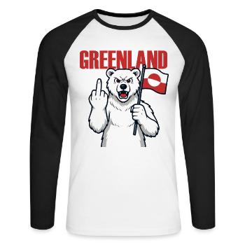 Le Groenland n’est pas à vendre - T-shirt baseball manches longues Homme - blanc/noir - Devant - Nik (191cm)