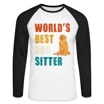 Weltbester Hundesitter - Unisex Baseballshirt langarm - Weiß/Schwarz - Vorne - Nik (191cm)