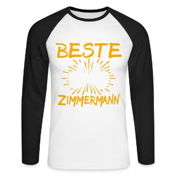 Zimmermann Geschenkidee - Unisex Baseballshirt langarm - Weiß/Schwarz - Vorne - Nik (191cm)