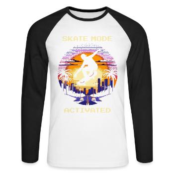 Skate Mode Enabled | Skateboarding - Unisex Long Sleeve Baseball T-Shirt - white/black - Front - Nik (191cm)