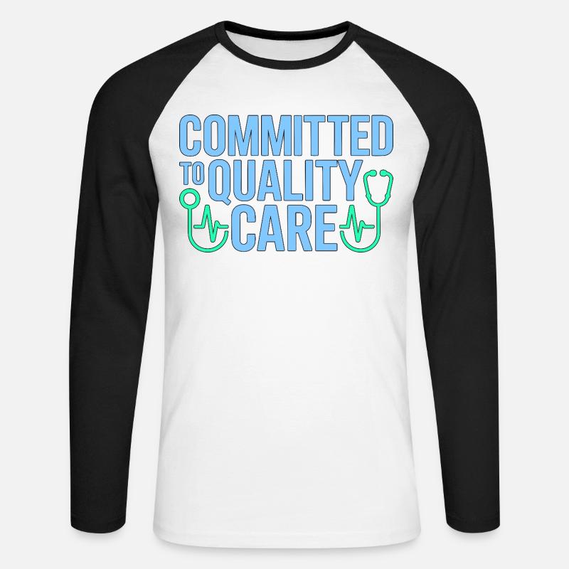 Nurse Practitioner Committed To Quality Nursing - Unisex Baseballshirt langarm - Weiß/Schwarz