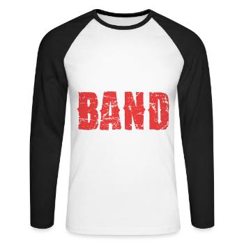 Ich bin bei der Band - Unisex Baseballshirt langarm - Weiß/Schwarz - Vorne - Nik (191cm)