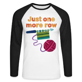 Crochet drôle : juste un rang de plus pour l’amoureux du crochet - T-shirt baseball manches longues Homme - blanc/noir - Devant - Nik (191cm)