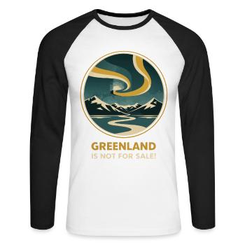 Greenland Is Not For Sale Aurora - Unisex Long Sleeve Baseball T-Shirt - white/black - Front - Nik (191cm)
