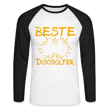 Disc Golfer Gift Idea - Unisex Long Sleeve Baseball T-Shirt - white/black - Front - Nik (191cm)