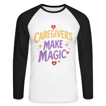 Pflegerin Pfleger Pfleger Altenpflege Magie des Aidants - T-shirt baseball manches longues Homme - blanc/noir - Devant - Nik (191cm)