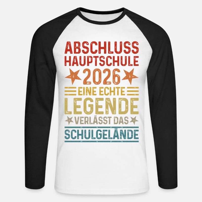 Certificato di fine scuola secondaria 2026 - Maglia da baseball a manica lunga da uomo - bianco/nero