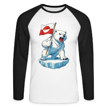 Drapeau du Groenland Le Groenland n’est pas à vendre - T-shirt baseball manches longues Homme - blanc/noir - Devant - Nik (191cm)