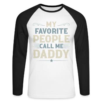 Papa Père Fête des Pères - T-shirt baseball manches longues Homme - blanc/noir - Devant - Nik (191cm)