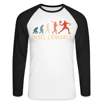 PADEL LIEBHABER Padel Hobby Padel Sport Lustig - Unisex Baseballshirt langarm - Weiß/Schwarz - Vorne - Nik (191cm)