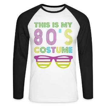 Style 80s Retro Party Outfit 80s - Unisex Long Sleeve Baseball T-Shirt - white/black - Front - Nik (191cm)