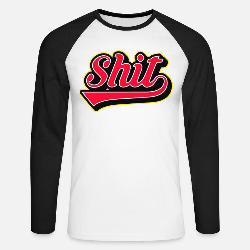 Shit Word Script Logo - Unisex Baseballshirt langarm - Weiß/Schwarz