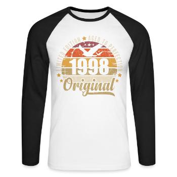 1998 Birthday Gift 1998 Original 1998 - Unisex Long Sleeve Baseball T-Shirt - white/black - Front - Nik (191cm)