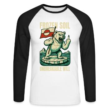Sol gelé incassable Will Greenland Flag Shirt - T-shirt baseball manches longues Homme - blanc/noir - Devant - Nik (191cm)