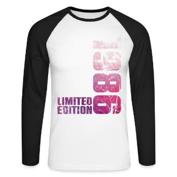 40. Jubiläum Mann Frau 40 Jahre 1986 Geschenk - Unisex Baseballshirt langarm - Weiß/Schwarz - Vorne - Nik (191cm)