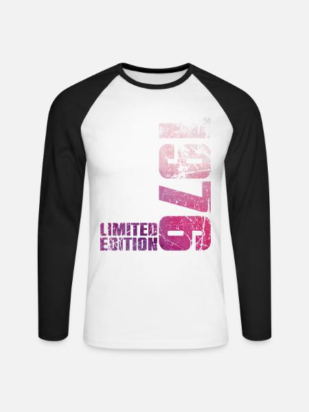 50ème Anniversaire Homme Femme 50 ans 1976 Cadeau - Langærmet herre-baseballshirt - hvid/sort