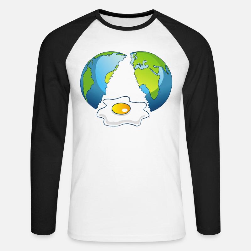 Planet Erde ist ein Ei - Unisex Baseballshirt langarm - Weiß/Schwarz