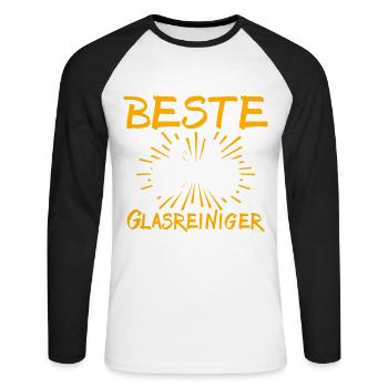 Idée cadeau pour nettoyant à vitres - T-shirt baseball manches longues Homme - blanc/noir - Devant - Nik (191cm)