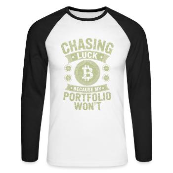 St Patricks Day Chasing Luck Because My Portfolio - Unisex Baseballshirt langarm - Weiß/Schwarz - Vorne - Nik (191cm)