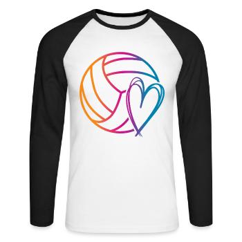 Ballon de volley-ball - T-shirt baseball manches longues Homme - blanc/noir - Devant - Nik (191cm)