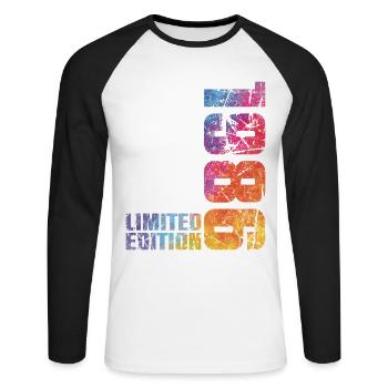 40. Jubiläum Mann Frau 40 Jahre 1986 Geschenk - Unisex Baseballshirt langarm - Weiß/Schwarz - Vorne - Nik (191cm)