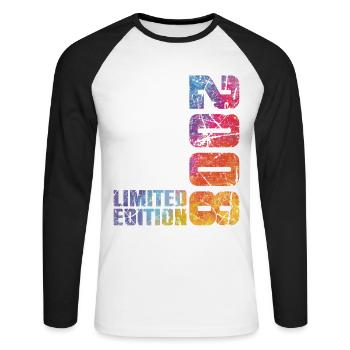 18th Birthday Boy Girl 18 Year Old 2008 Gift - Unisex Long Sleeve Baseball T-Shirt - white/black - Front - Nik (191cm)