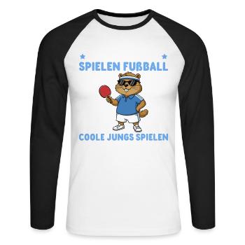 Groundhog - Garçons cool jouant au tennis de table - T-shirt baseball manches longues Homme - blanc/noir - Devant - Nik (191cm)