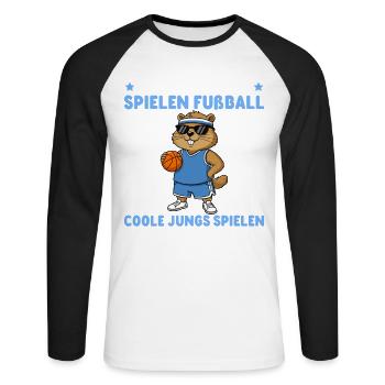 Groundhog - Garçons cool jouant au basket - T-shirt baseball manches longues Homme - blanc/noir - Devant - Nik (191cm)