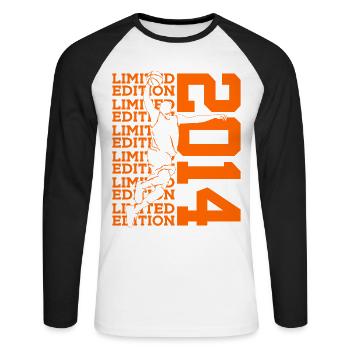ÉDITION LIMITÉE 2014 BASKETBALL 12E ANNIVERSAIRE - T-shirt baseball manches longues Homme - blanc/noir - Devant - Nik (191cm)