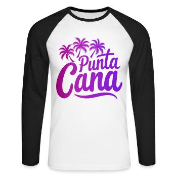 Punta Cana Karibik Urlaub mit Palmen - Unisex Baseballshirt langarm - Weiß/Schwarz - Vorne - Nik (191cm)