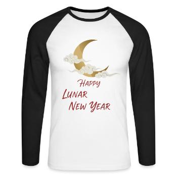 Happy Lunar New Year - Unisex Long Sleeve Baseball T-Shirt - white/black - Front - Nik (191cm)