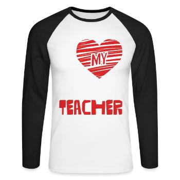 I Love Science Teacher - Unisex Long Sleeve Baseball T-Shirt - white/black - Front - Nik (191cm)