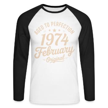 Février 1974 - February 1974 - Unisex Long Sleeve Baseball T-Shirt - white/black - Front - Nik (191cm)