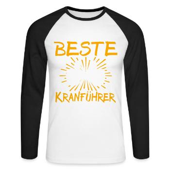Crane Operator Gift Idea - Unisex Long Sleeve Baseball T-Shirt - white/black - Front - Nik (191cm)