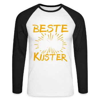 Küster Geschenkidee - Unisex Baseballshirt langarm - Weiß/Schwarz - Vorne - Nik (191cm)