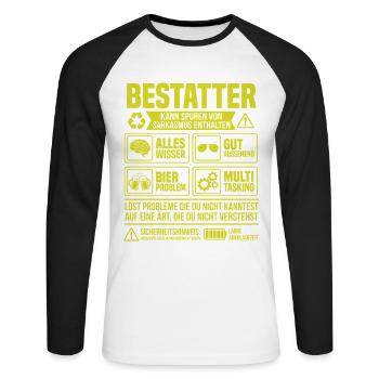 Undertaker – Peut contenir des traces de sarcasme - T-shirt baseball manches longues Homme - blanc/noir - Devant - Nik (191cm)