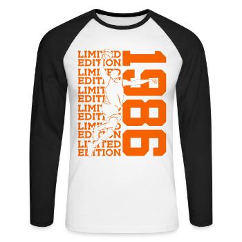 LIMITED EDITION 1986 BASKETBALL 40TH BIRTHDAY - Unisex Long Sleeve Baseball T-Shirt - white/black - Front - Nik (191cm)