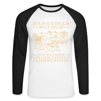 Vintage Letztes Jahrhundert Humor - Unisex Baseballshirt langarm - Weiß/Schwarz - Vorne - Nik (191cm)