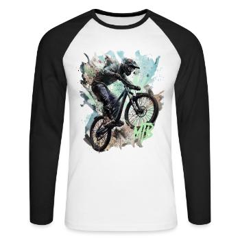 Mtb - Unisex Long Sleeve Baseball T-Shirt - white/black - Front - Nik (191cm)